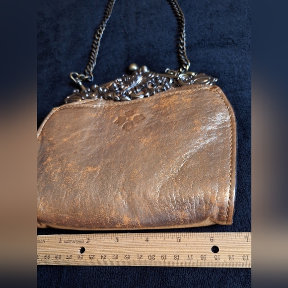 NEW Patricia Nash Borriana Frame Crossbody - Antique Gold Tooled Leather Clutch